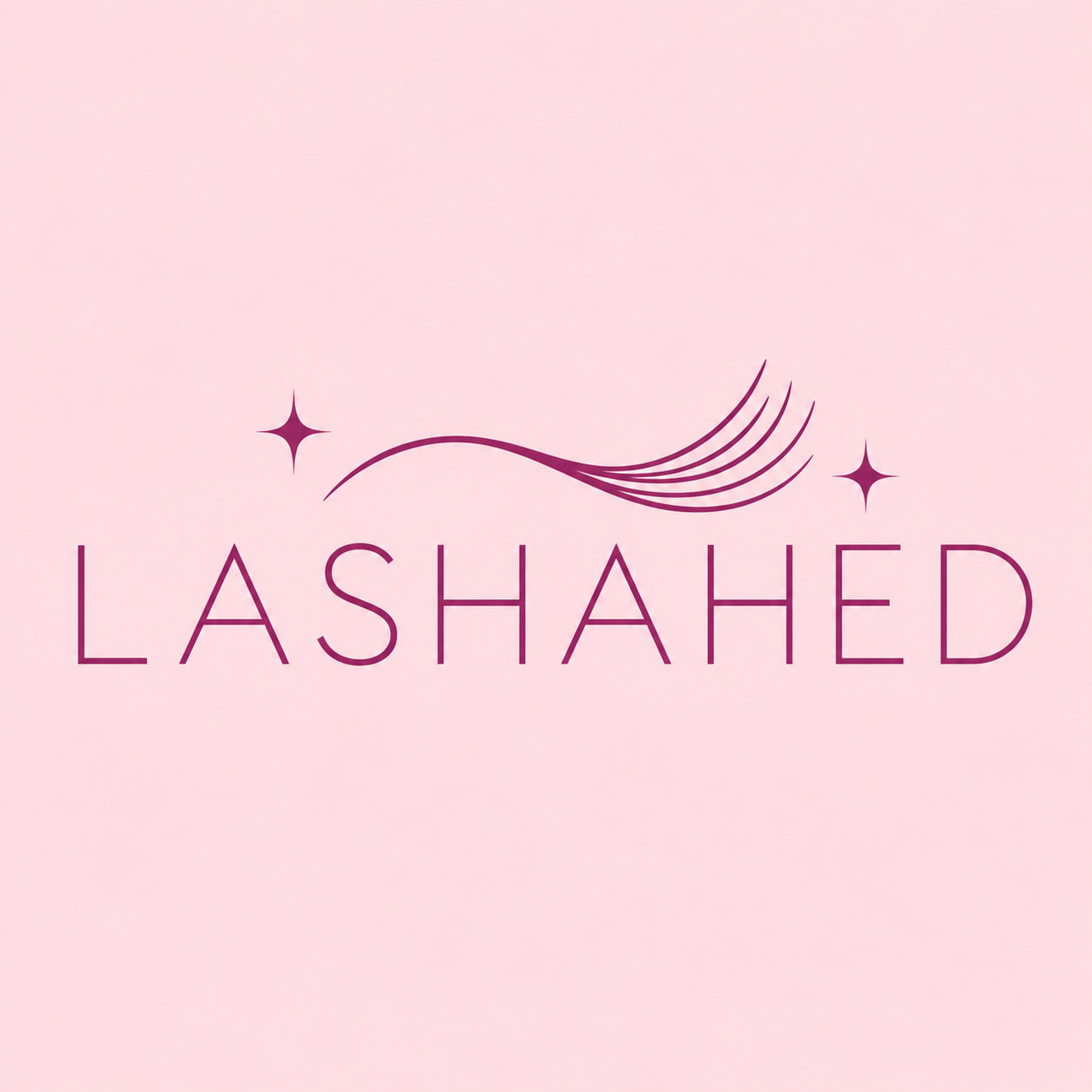 LASHAHED Logo auf rosafarbenem Satin